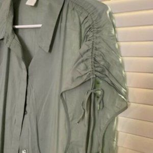 HM Collared Shirt Tunic With Drawstring Sleeves Women’s Size XL